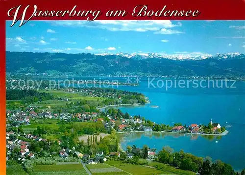 AK / Ansichtskarte Wasserburg Bodensee Halbinsel mit Blick zu den Alpen Fliegeraufnahme Kat. Wasserburg (Bodensee)