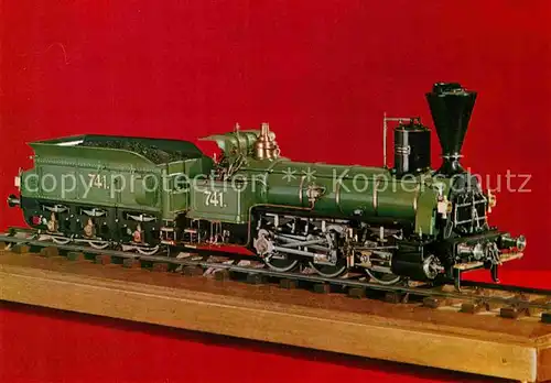 AK / Ansichtskarte Modellbau Eisenbahn Gueterzug Lokomotive Suedbahn 1860 Koezlekedesi Muzeum Budapest Kat. Spielzeug