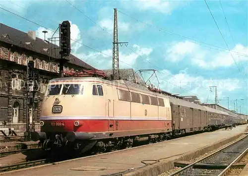 AK / Ansichtskarte Eisenbahn Elektro Schnellzuglokomotive 103001 4 Deutsche Bundesbahn  Kat. Eisenbahn