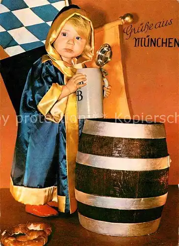 AK / Ansichtskarte Muenchner Kindl Bierfass Bierkrug Brezel  Kat. Muenchen