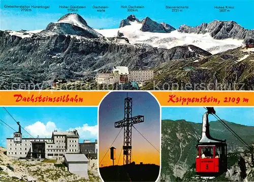 AK / Ansichtskarte Seilbahn Dachstein Berghotel Krippenstein Gipfelkreuz Obertraun  Kat. Bahnen