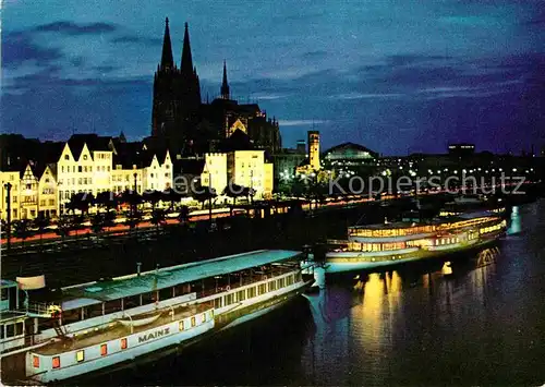 AK / Ansichtskarte Dampfer Seitenrad Mainz Koeln am Rhein Rheinufer Dom  Kat. Schiffe