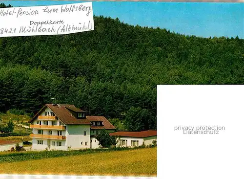 AK / Ansichtskarte Muehlbach Oberpfalz Hotel Zum Wolfsberg  Kat. Dietfurt a.d.Altmuehl