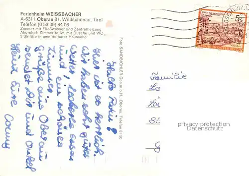 AK / Ansichtskarte Oberau Wildschoenau Tirol Ferienheim Weissbacher Pension Ahornhof 