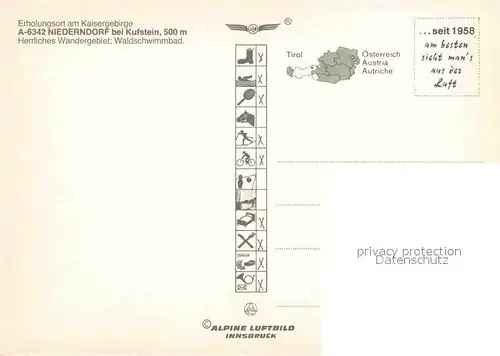 AK / Ansichtskarte Niederndorf Kufstein Fliegeraufnahme  Kat. Kufstein