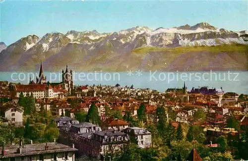 AK / Ansichtskarte Lausanne VD Lac Leman et les Alpes de Savoie Genfersee Kat. Lausanne