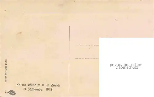AK / Ansichtskarte Zuerich ZH Kaiser Wilhelm II. Besuch 03. September 