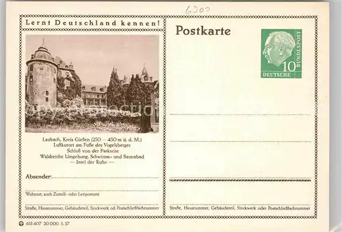 AK / Ansichtskarte Laubach Hessen Schloss von der Parkseite Kat. Laubach Vogelsberg