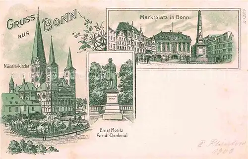 AK / Ansichtskarte Bonn Rhein Marktplatz Muensterkirche Ernst Moritz Arndt Denkmal  Kat. Bonn