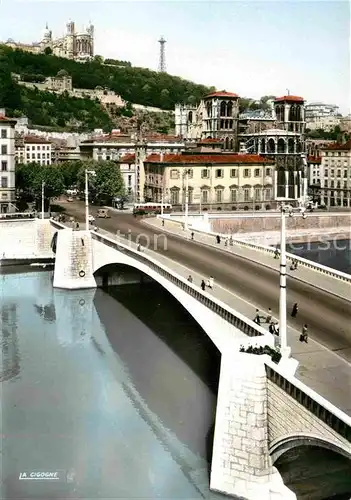 AK / Ansichtskarte Lyon France La Saone le Pont Tilsitt la Cathedrale Saint Jean et Fourviere Kat. Lyon