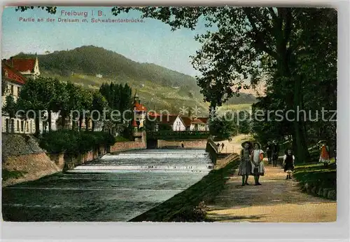 AK / Ansichtskarte Freiburg Breisgau Dreisam Schwabentorbruecke Kat. Freiburg im Breisgau