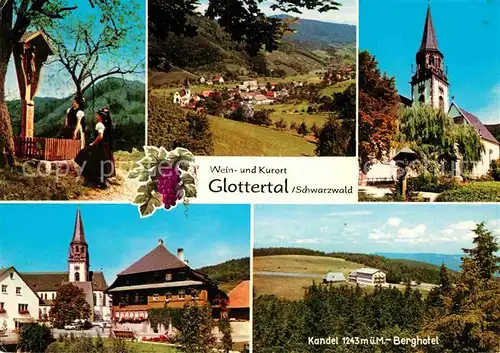 AK / Ansichtskarte Glottertal Wegekreuz Ortsansicht Kirche Kandel mit Berghotel Kat. Glottertal Schwarzwald