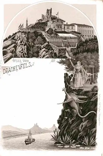 AK / Ansichtskarte Drachenfels Restaurant Drache Litho  Kat. Koenigswinter