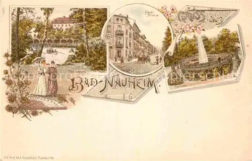 AK / Ansichtskarte Bad Nauheim Teichhaus Parkstrasse Sprudel Litho Kat. Bad Nauheim