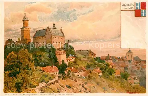 AK / Ansichtskarte Kronberg Taunus Burg Kuenstlerkarte W. Lauter Litho  Kat. Kronberg im Taunus