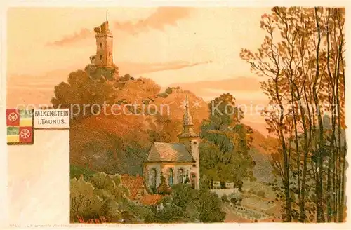 AK / Ansichtskarte Falkenstein Taunus Burgruine Kuenstlerkarte W. Lauter Litho  Kat. Koenigstein im Taunus