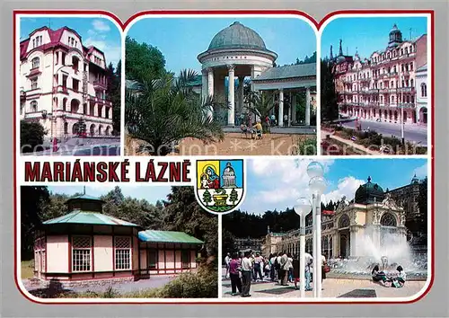 AK / Ansichtskarte Marianske Lazne Park hotel Rudolfuv pramen Lazenske domy Prelatuv pramen Zpivajici fontana Kat. Marienbad