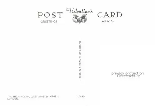 AK / Ansichtskarte Westminster London High Altar Westminster Abbey Valentines Card