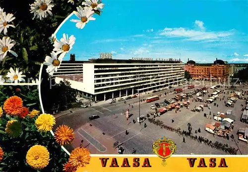 AK / Ansichtskarte Vaasa Marktplatz Blumen Kat. Vaasa