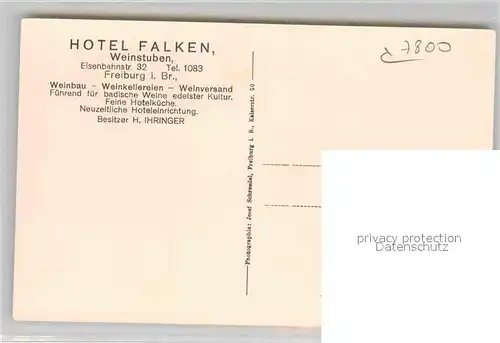 AK / Ansichtskarte Freiburg Breisgau Hotel Falken Weinstube Kat. Freiburg im Breisgau