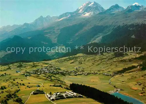 AK / Ansichtskarte Brigels Buendner Oberland mit Piz Tumpiv Fliegeraufnahme Kat. Brigels Breil