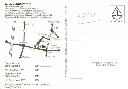 AK / Ansichtskarte Wagensteig Panorama Gasthof Hirschen Kat. Buchenbach