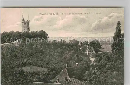 AK / Ansichtskarte Freiburg Breisgau Blick auf Hildaturm und St Loretto Kat. Freiburg im Breisgau