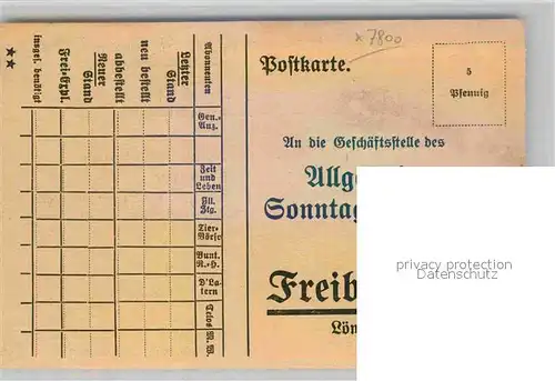 AK / Ansichtskarte Freiburg Breisgau Werbekarte fuer General Anzeiger Haus und Land Kat. Freiburg im Breisgau