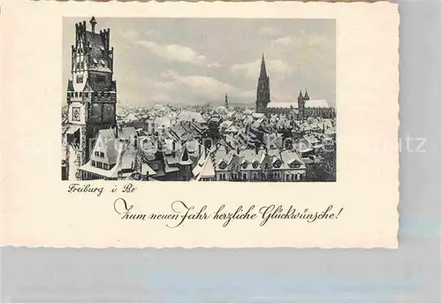 AK / Ansichtskarte Freiburg Breisgau Stadtblick mit Schwabentor und Muenster Kat. Freiburg im Breisgau