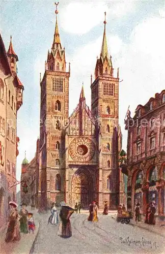 AK / Ansichtskarte Nuernberg Lorenzkirche Kuenstlerkarte Sollmann Kat. Nuernberg