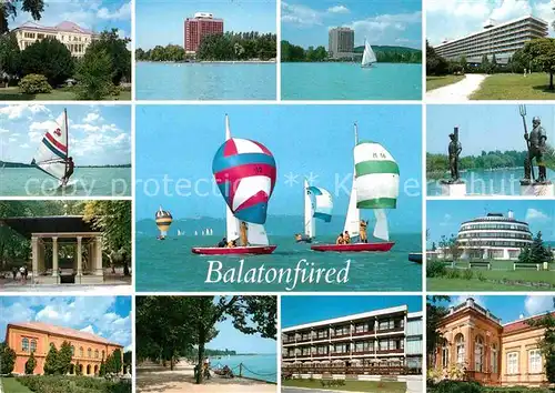 AK / Ansichtskarte Balatonfuered Teilansichten Hotels am Plattensee Denkmal Statue Segeln Windsurfen Kat. Ungarn
