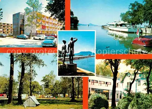 AK / Ansichtskarte Fonyod Teilansichten Campingplatz Denkmal Statue Hafen Plattensee