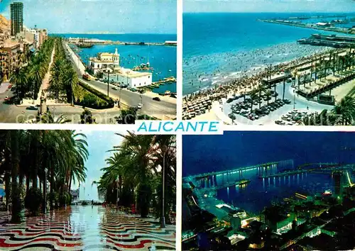 AK / Ansichtskarte Alicante Uferstrasse Strand Palmenallee Hafen Kat. Alicante
