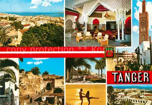 AK / Ansichtskarte Tanger Tangier Tangiers Teilansichten Hotel Strand Abendsonne Palmen Kat. Marokko