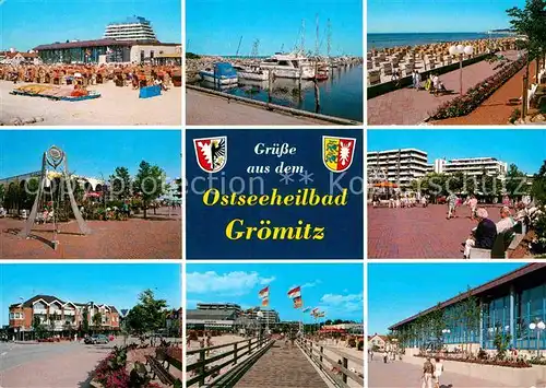 AK / Ansichtskarte Groemitz Ostseebad Strand Promenade Hafen Kat. Groemitz