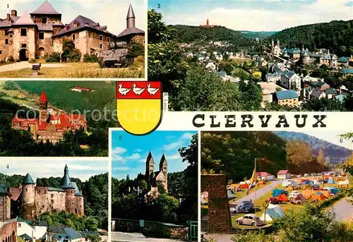 AK / Ansichtskarte Clervaux Chateau Panorama Abbaye Eglise Camping Kat. Clervaux