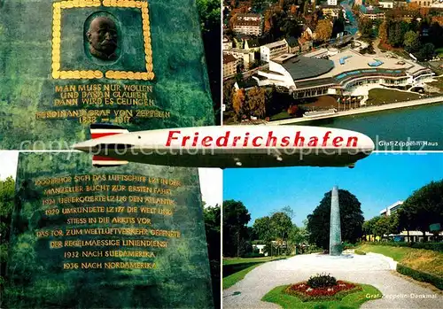 AK / Ansichtskarte Friedrichshafen Bodensee Graf Zeppelin Haus und Denkmal Luftschiff Kat. Friedrichshafen