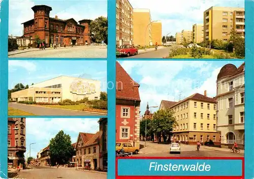 AK / Ansichtskarte Finsterwalde Bahnhof Sporthalle Ernst Thaelmann Strasse Jahn Strasse HO Gaststaette Saengerstadt Kat. Finsterwalde