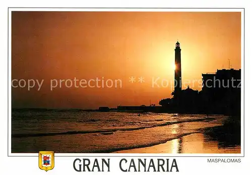 AK / Ansichtskarte Maspalomas in der Abendsonne Leuchtturm Strand Kat. Gran Canaria Spanien