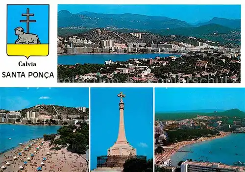 AK / Ansichtskarte Santa Ponca Mallorca Islas Baleares Panorama Strand Berge Kreuz