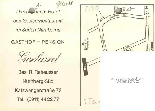 AK / Ansichtskarte Nuernberg Gasthof Pension Gerhard Kat. Nuernberg