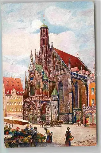 AK / Ansichtskarte Nuernberg Lorenzkirche Marktplatz Wilhelm Tebje Kat. Nuernberg