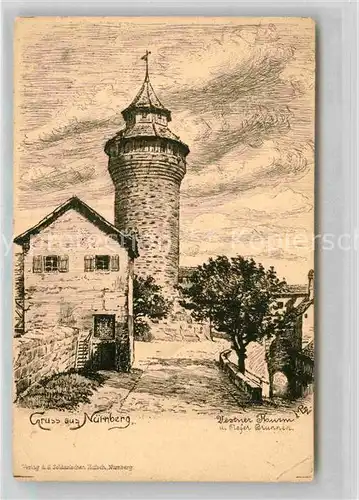 AK / Ansichtskarte Nuernberg Vestner Turm Zeichnung  Kat. Nuernberg