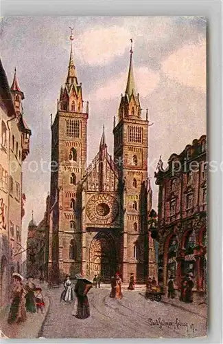 AK / Ansichtskarte Nuernberg Lorenzkirche Kuenstlerkarte Kat. Nuernberg