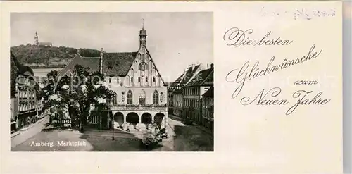 AK / Ansichtskarte Amberg Oberpfalz Marktplatz Neujahrskarte Kat. Amberg