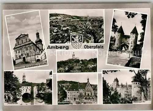 AK / Ansichtskarte Amberg Oberpfalz Nabburger Tor Marktplatz Stadtbrille Kirche Kat. Amberg