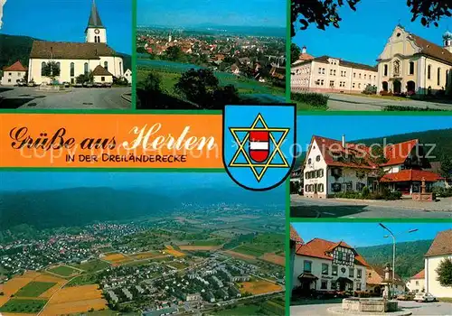 AK / Ansichtskarte Herten Rheinfelden Kirche Panorama Fliegeraufnahme Brunnen Kat. Rheinfelden (Baden)