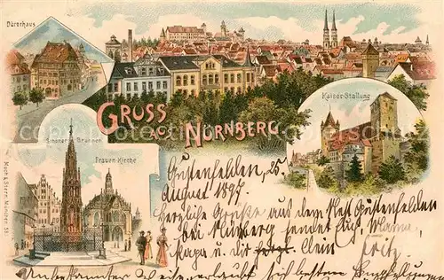 AK / Ansichtskarte Nuernberg Kaiser Stallung Duererhaus Frauenkirche Panorama  Kat. Nuernberg