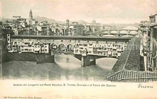 AK / Ansichtskarte Firenze Toscana Vedute dei Lungarni coi Ponti Vecchio S Trinita Carraia e di Ferro alle Cascine Kat. Firenze