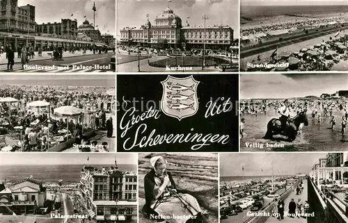 AK / Ansichtskarte Scheveningen Boulevard Palace Hotel Strand Straat Kurhaus Netten boetster Kat. Scheveningen